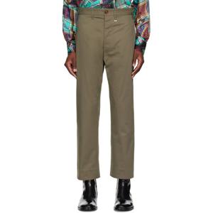 25 FW 비비안웨스트우드 남성 카키 M 크루즈 크롭 슬랙스 242314M191021