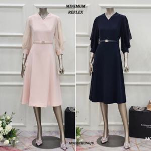 [미니멈]MD 슬리브 쉬폰 브이넥 플레어 원피스 MD MXBAWO3400_CJ