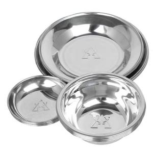 카즈미 캠핑 식기 그릇 접시 식기세트 15p 스텐접시 스테인레스접시 캠핑접시 요리접시 휴대용접시 원형접