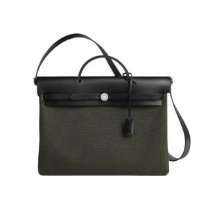 에르메스 에르백 메신저 39 백 밀리터리 캔버스 헌터   팔라듐 하드웨어 베르 드 그리 누아 H084489CKAD