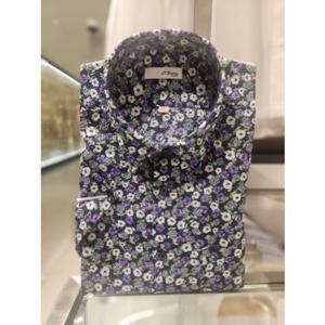 듀퐁셔츠 일반핏 반팔 SE5MM11HS119SNY 면리플 꽃 남방