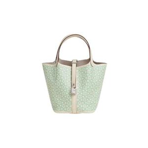 에르메스 피코탄 락 럭키 데이지 18 백 프린티드 스위프트   팔라듐 하드웨어 나타 베르 블랑 나타 H083546CKAD