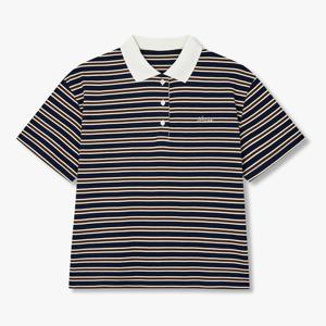 스트라이프 하프 슬리브 카라 티셔츠 (7155340008)