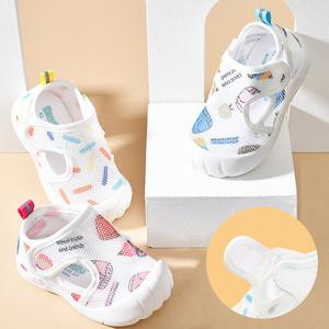 [엠케이] 풋쉐입 매쉬 아동 패턴 찍찍이 샌들 305160