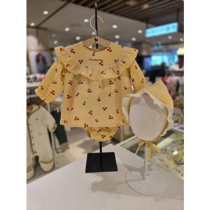 [블루독베이비] 25 FW(YE)하트체리 바디수트(45A1360404)백일 돌 조카 선물 우주복 모자세트 유아 아가옷 (