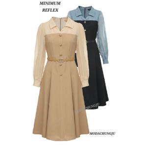 [미니멈]MD 시스루 레이어드 플레어 원피스 MD MYCAWO7340 M_CJ