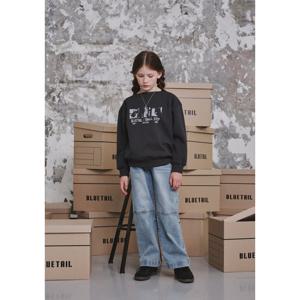 [블루테일]차콜그레이 와이드넥 맨투맨AZG4TS03CG