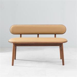 우아미가구 아다하 원목 PU 가죽 등받이 2인 벤치 의자