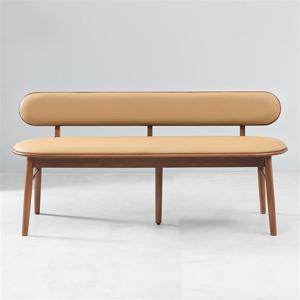 우아미가구 아다하 원목 PU 가죽 등받이 3인 벤치 의자