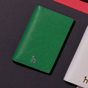 [헤지스] 그린 단색 소가죽 카드지갑 HIHO5F136E2