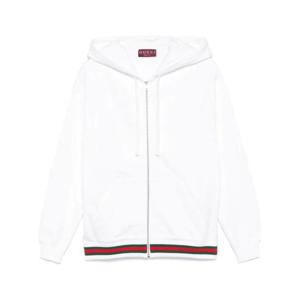 구찌 웹 코튼 저지 후드 집업 810383XJG079692 WHITE