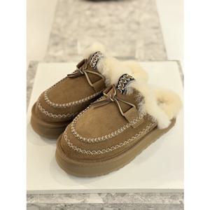 어그 UGG 25FW 양모 칼라 레더스트링 알파인 슬리퍼 1665303536BV 체스트넛