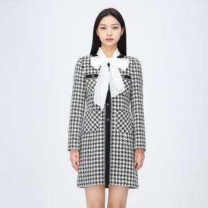 [라인어디션]하운드체크 리본 타이 원피스(NWOPPA04)