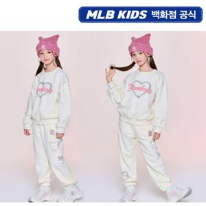 [MLB키즈PG] 스트릿 하트 아트웍 여아 맨투맨 바지 세트 7FS2H0356-50CRS