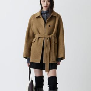 [쥬크]알파카 블렌디드 벨티드 하프 코트 Z254MSG533