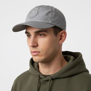 25SS 스톤아일랜드 K1S15 9100995 로고 나일론 메탈 베이스볼 캡 그레이