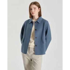 닥스 여성 26SS High Wool Blend 그레이쉬블루 핸드메이드 울캐시미어혼방 숏코트 DLCO6A103B5