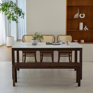 [베스트리빙] 앨빈 버터라탄 1800 6인용 세라믹 식탁세트/식탁1개+원목벤치1개+의자3개