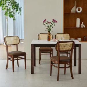 [베스트리빙] 앨빈 버터라탄 1200 4인 세라믹 식탁세트/의자4개