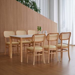 [베스트리빙] 앨빈 버터라탄 1800 6인용 세라믹 식탁세트/식탁1개+의자6개