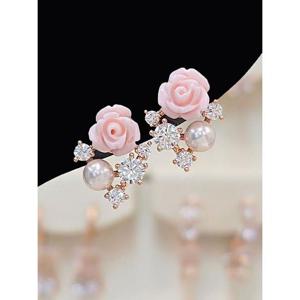 볼라레 세이브존03 볼라레 핑크로즈 클러스터 은침 귀걸이 AQSSS1881A