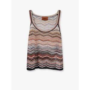 [MISSONI] 라프리마 여성 티셔츠 앤 탑 비스코스 탱크 위드 라미네이트 쉐브론 패턴 DS26SK0T BK01H9SM9ZV 레드 베이지 /12