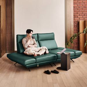 [다우닝] 프리움 3인 스윙 전체 통가죽 소파+스툴