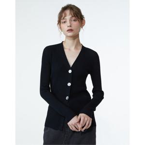 질스튜어트 뉴욕 여성 25SS 블랙 단색 코튼혼방 가디건 WJSW5B778BK