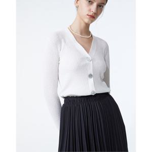 질스튜어트 뉴욕 여성 25SS 화이트 단색 코튼혼방 가디건 WJSW5B778WT