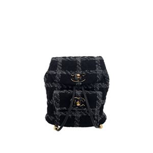 [엘러브] 샤넬 울 트위드 백팩 블랙/그레이 빈티지유광금장 패브릭/메탈 6ET0145