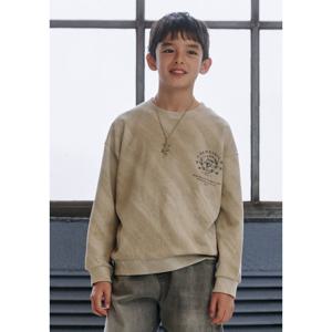 [블루테일]오버핏 베이지 맨투맨 티셔츠 AAA1TS02BGL