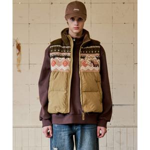 [지프]남여공용) 니트 자가드 다운 베스트 조끼 JSCSQ4605