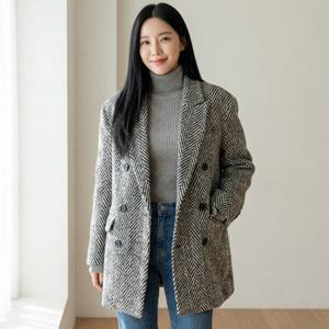 [리블리크]포브 헤링본 미디 자켓_RE4HC024