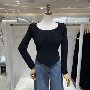 [밸리걸] 슬림핏 셔링 크롭 니트 106069