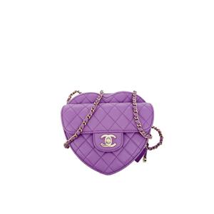 [엘러브] 샤넬 하트백 라지 퍼플 샴페인골드 램스킨 6ET0197