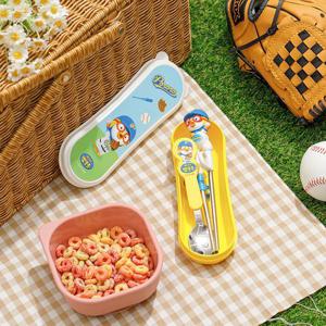 [에디슨]에디슨 야구 뽀로로 스텐 교정 유아젓가락 수저 케이스 세트 1단계 어린이집준비물