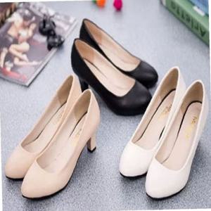 여성 무광 둥근 앞코 면접 구두 정장 깔끔한 중간굽