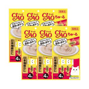 [6개세트] 이나바 챠오 츄르 닭가슴살&게 4개입 고양이 간식