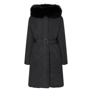 헤지스 여성 24FW 가격인하스테디셀러폭스FUR덕다운 블랙 탈착 퍼카라 스트랩 롱 헤비다운 점퍼 WSJU4D036BK