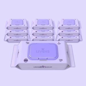 [1/15, 단 하루] 라벤더 바이올렛 대용량 물티슈(캡형) 100매x10팩