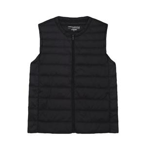 [잠뱅이] 남성) 라운드넥 지퍼 경량 다운 베스트_AM4WWV701-BK