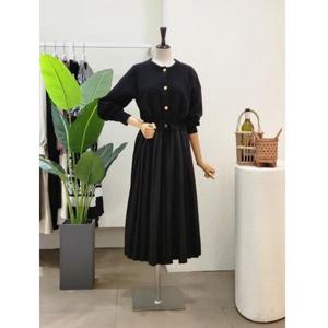 [포커스]  23FW3J9OP5651_스트링 플리츠 니트 롱원피스