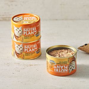 뉴트리플랜 흰살참치&치즈 캔 160g 고양이 간식
