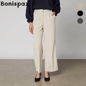 [보니스팍스(여성의류)]핀턱 백밴딩 세미 와이드 슬랙스 (XO3PT008M0)