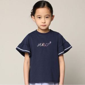 [헤지스 키즈]에센셜 여아 소매프릴 반팔 티셔츠 (HSM82TR81P_NV)