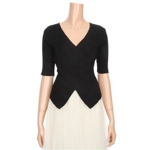 [GGPX] V넥 랩스타일 반팔 골지 니트 (GMHKP140F)