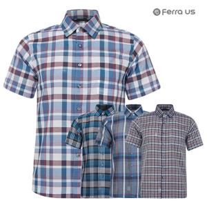 페라어스 남성 국산 통기성 체크패턴 여름 카라남방셔츠 CTM4AJ2