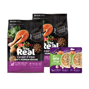 [하림펫푸드] 더리얼캣GF크런치연어시니어3.2kg+스프닭고기x2