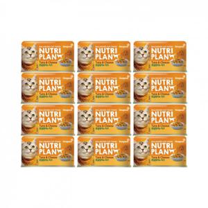 [12개세트] 뉴트리플랜 흰살참치&치즈 캔 160g 고양이 사료