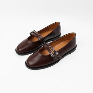 [신난다슈] 여성 로퍼 단화 2cm 메리제인 펌프스 플랫 구두 발편한 낮은굽 LN247211 브라운